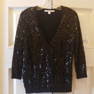 Lauren Conrad Sequin Cardigan 3/4 Sleeve Black M